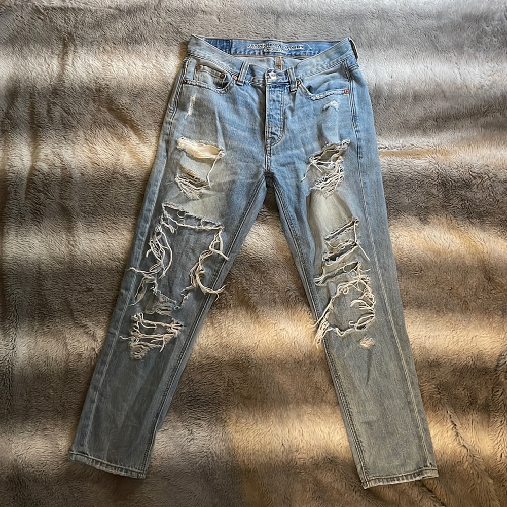 American Eagle Distressed Girlfriend Jeans